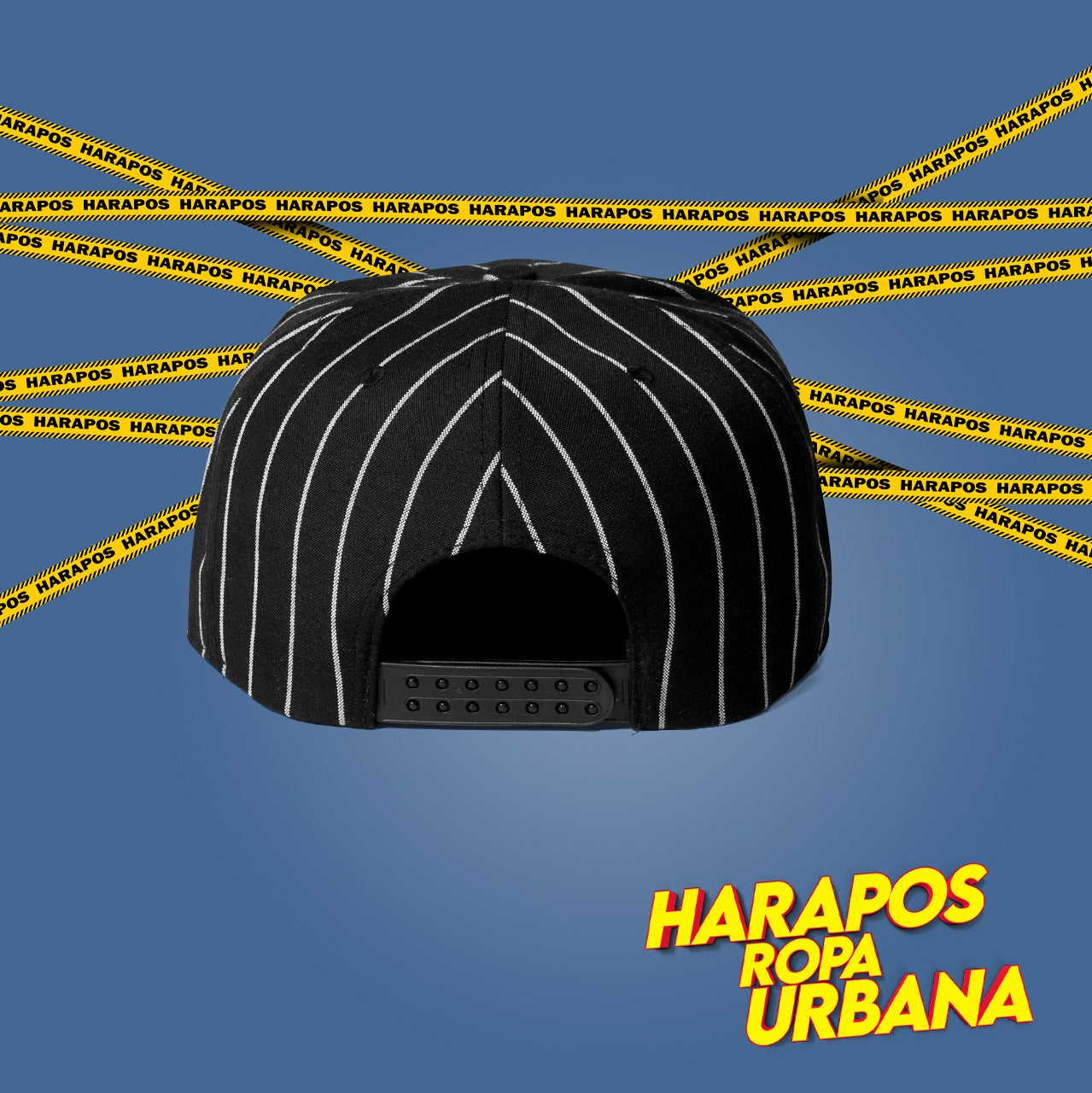 Gorra LA plana negra a rayas blancas