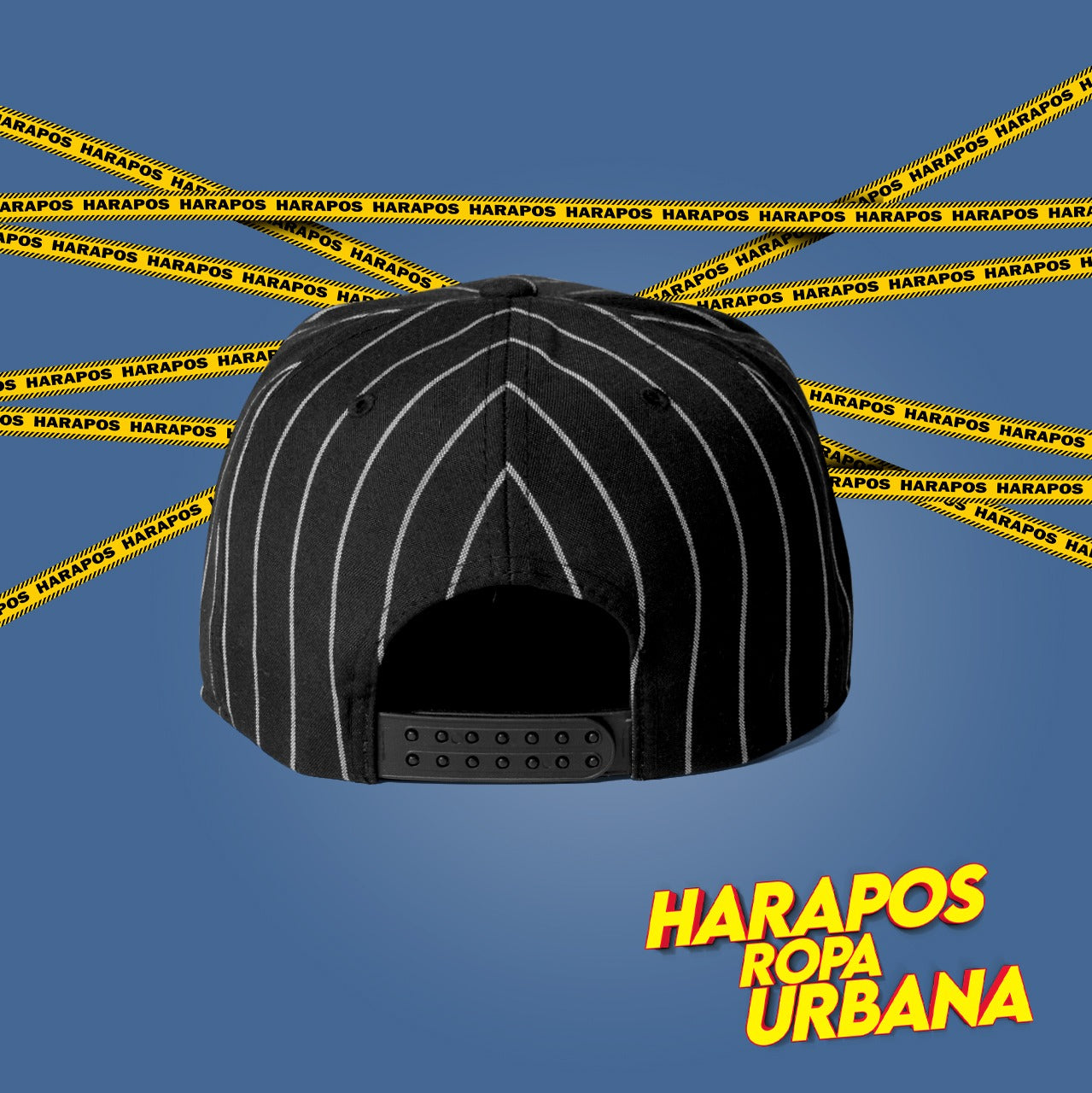 Gorra yankees plana negra a rayas blancas