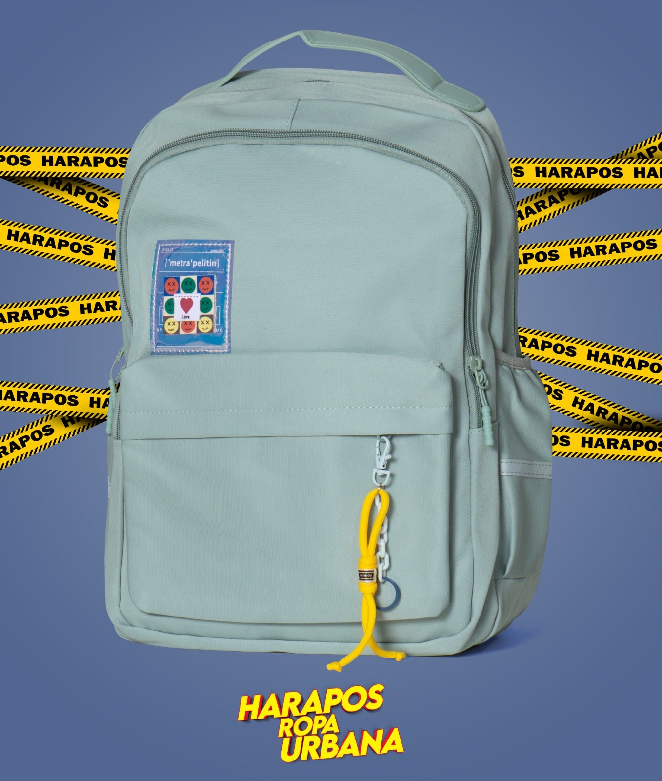 Mochila juvenil lona de seda reforzada verde pastel