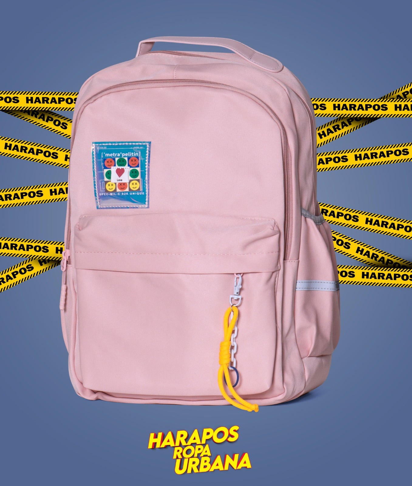 Mochila juvenil lona de seda reforzada rosa pastel