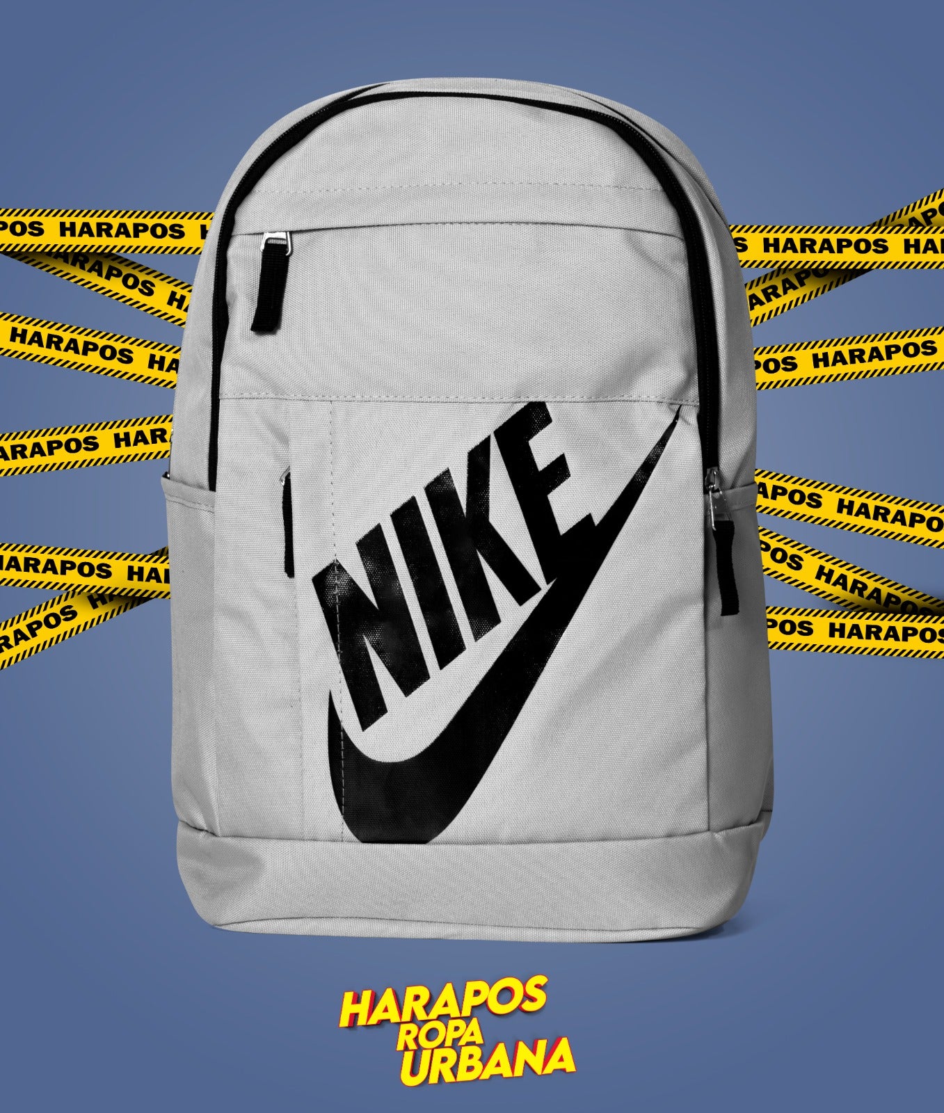 Mochila nike bolsillo arriba plomo claro letras negras