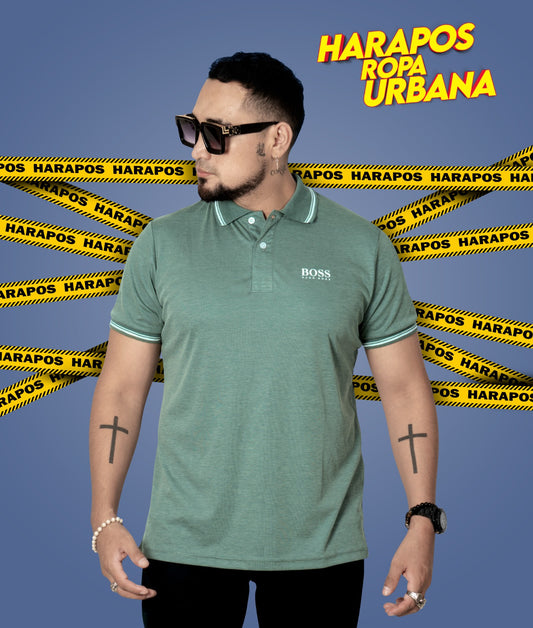 Polera Hugo boss con cuello verde