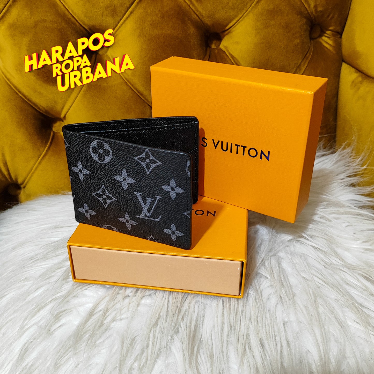Billetera Premium Louis Vuitton Floreada negra