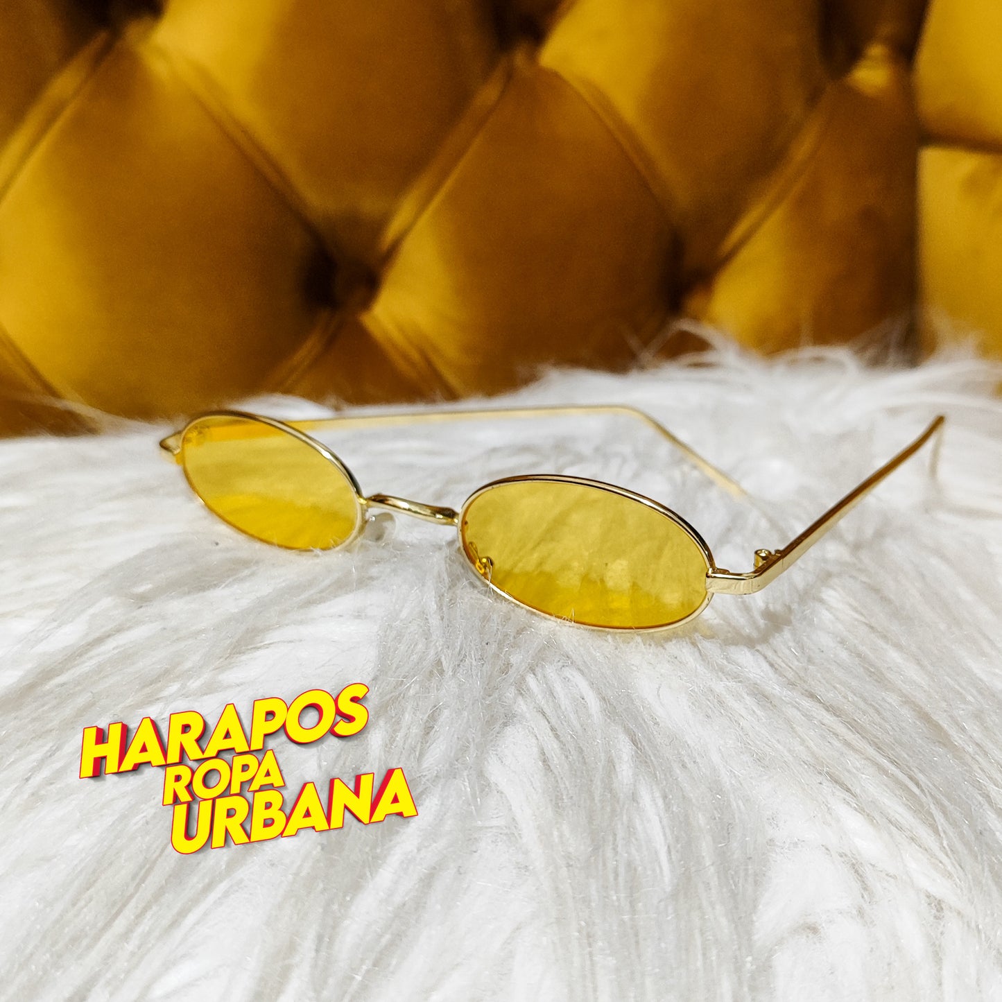 Gafa metalica pequeñas ovalada amarilla
