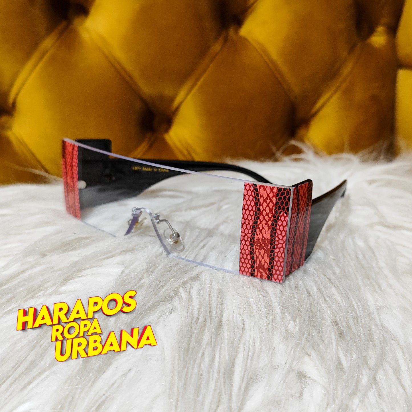 Gafas roja transparente crakelada