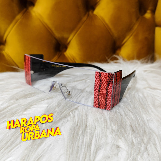 Gafas roja transparente crakelada