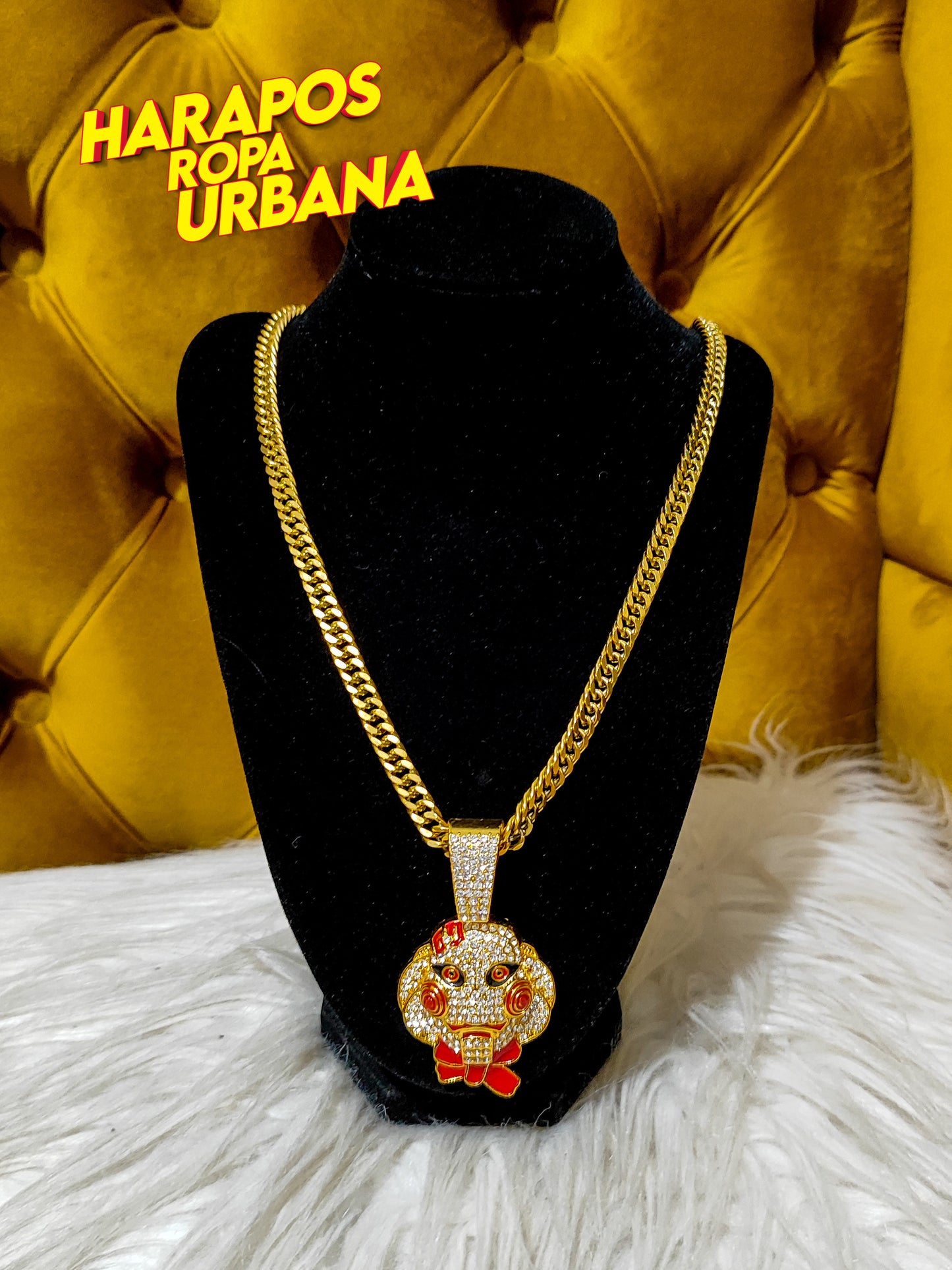 Dije cubana saw diamantada dorada