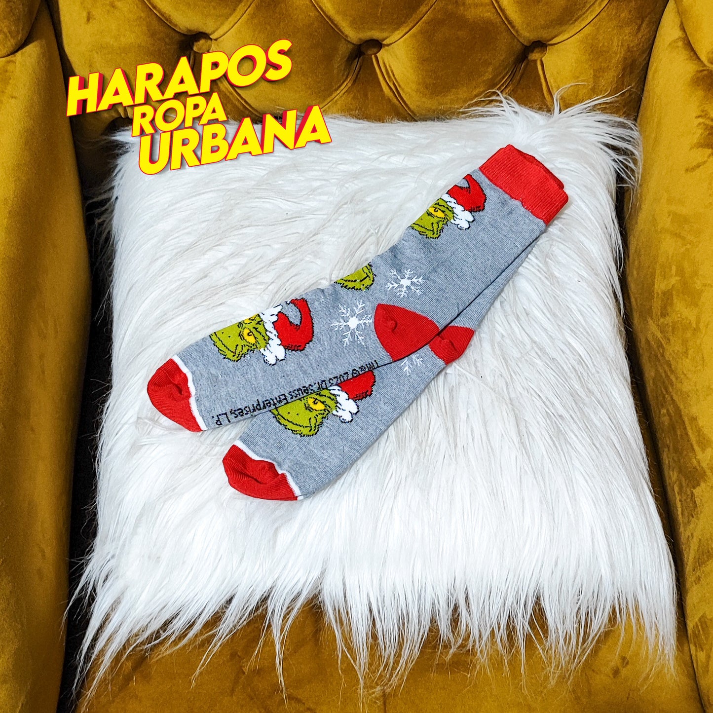 Medias navideñas grinch ploma y roja