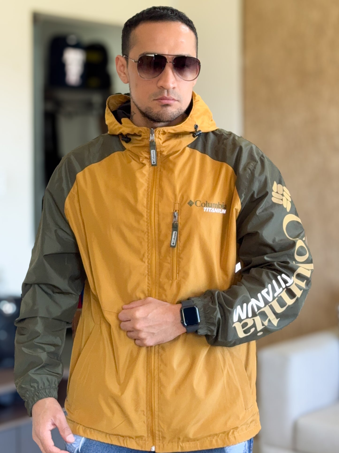 Chaqueta Rompevientos Columbia Premium Amarillo mostaza