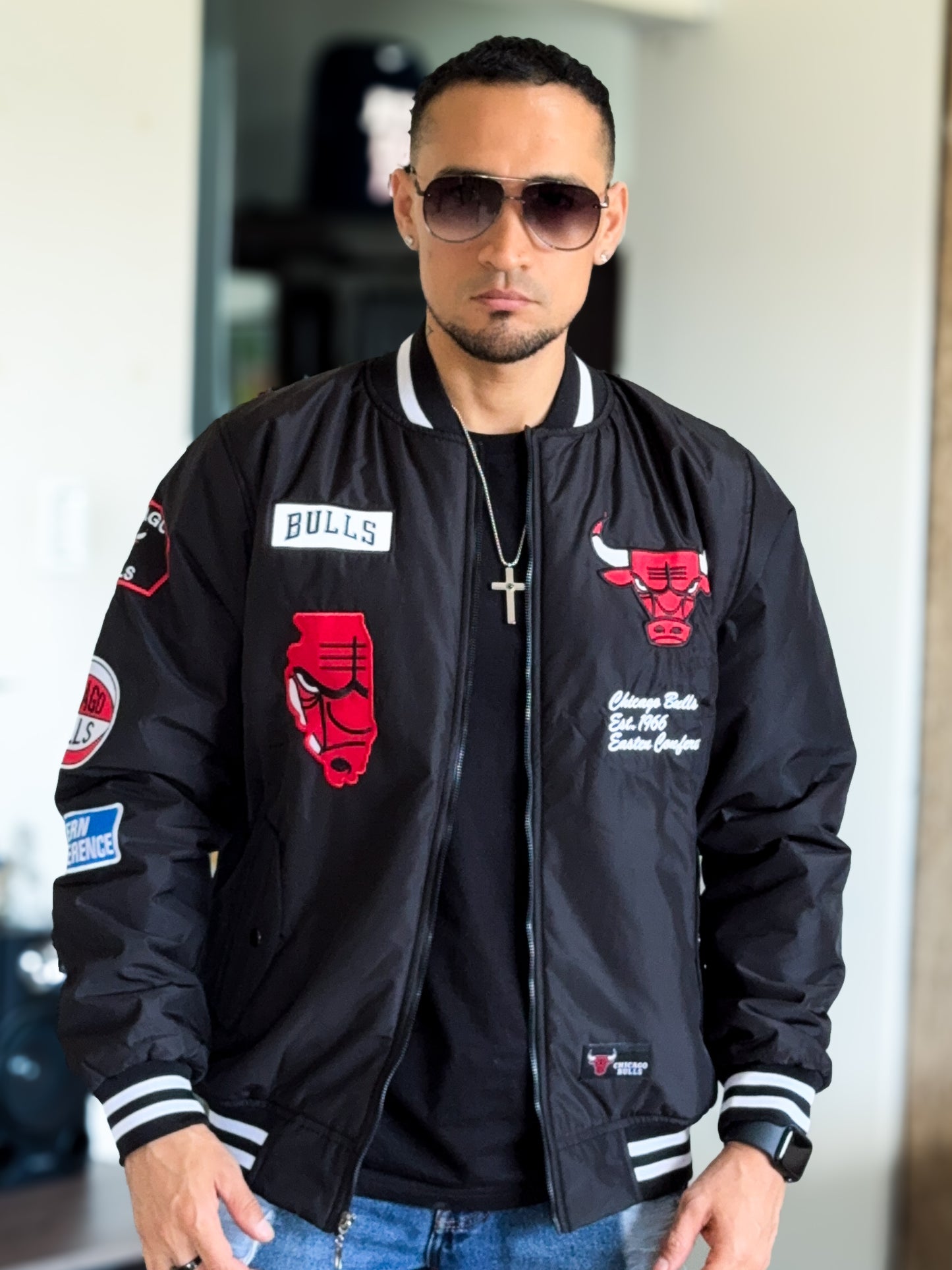 Chaqueta Bomber Chicago Bulls Premium Edición Negra