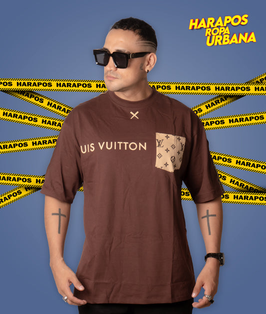 Polera Louis Vuitton Bolsillo Cobertura Oversize Cafe