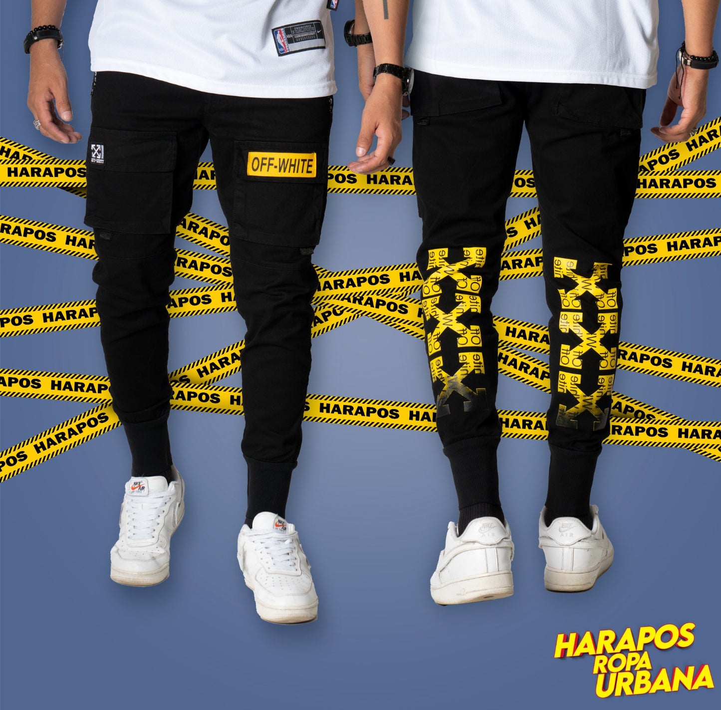 Jogger Off White negro-amarillo