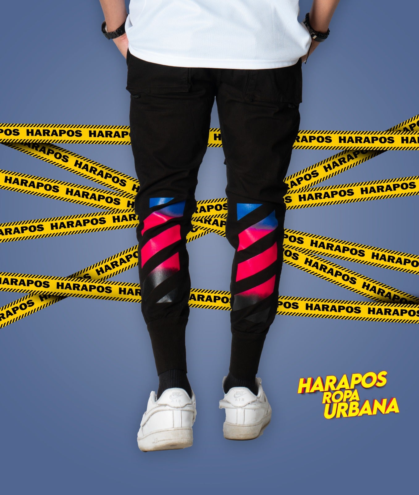 Jogger Off White negro-fucsia