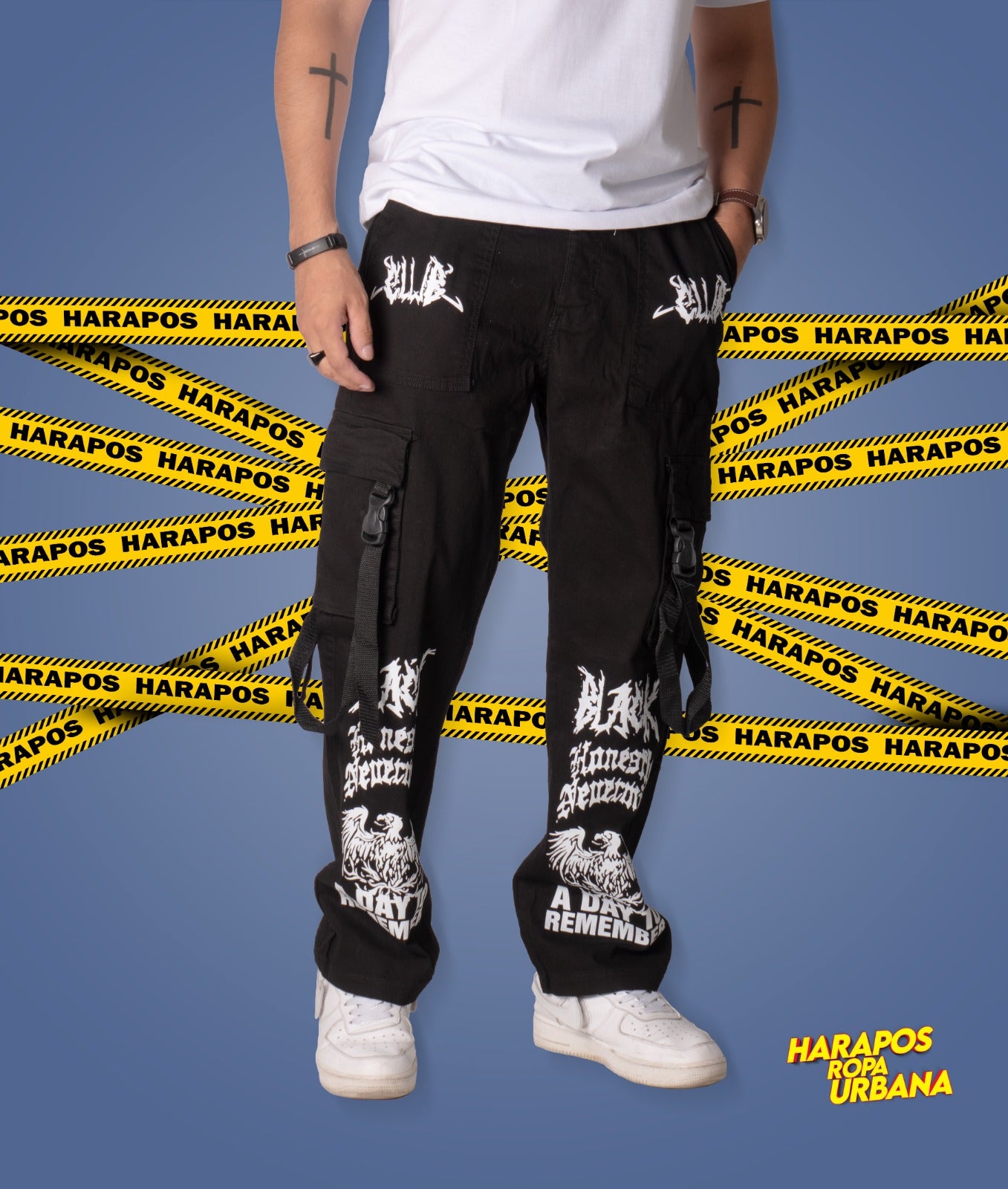 Pantalon club black pachuco negro con diseño