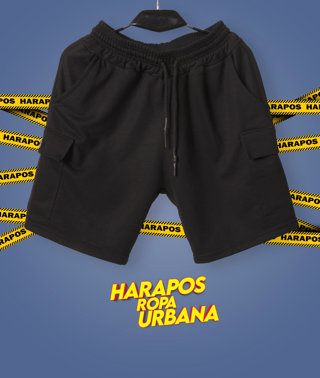 Short Palm Angels negro detalle engomado