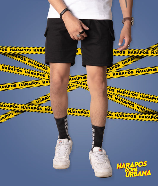 Short Palm Angels negro detalle engomado