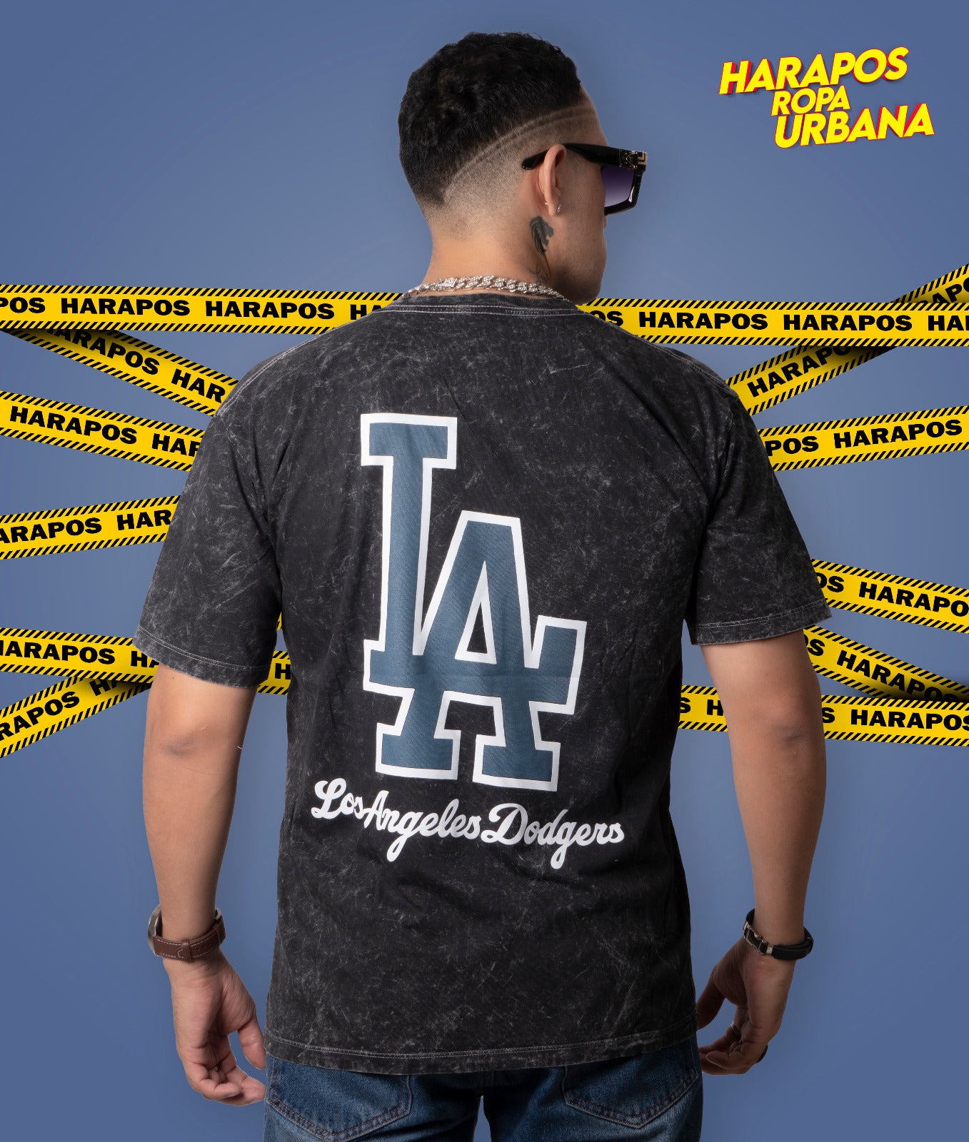 Polera los angeles negro prelavado