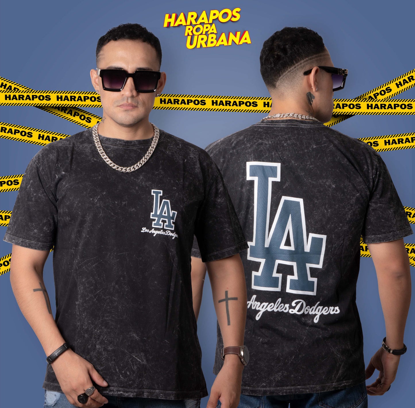 Polera los angeles negro prelavado