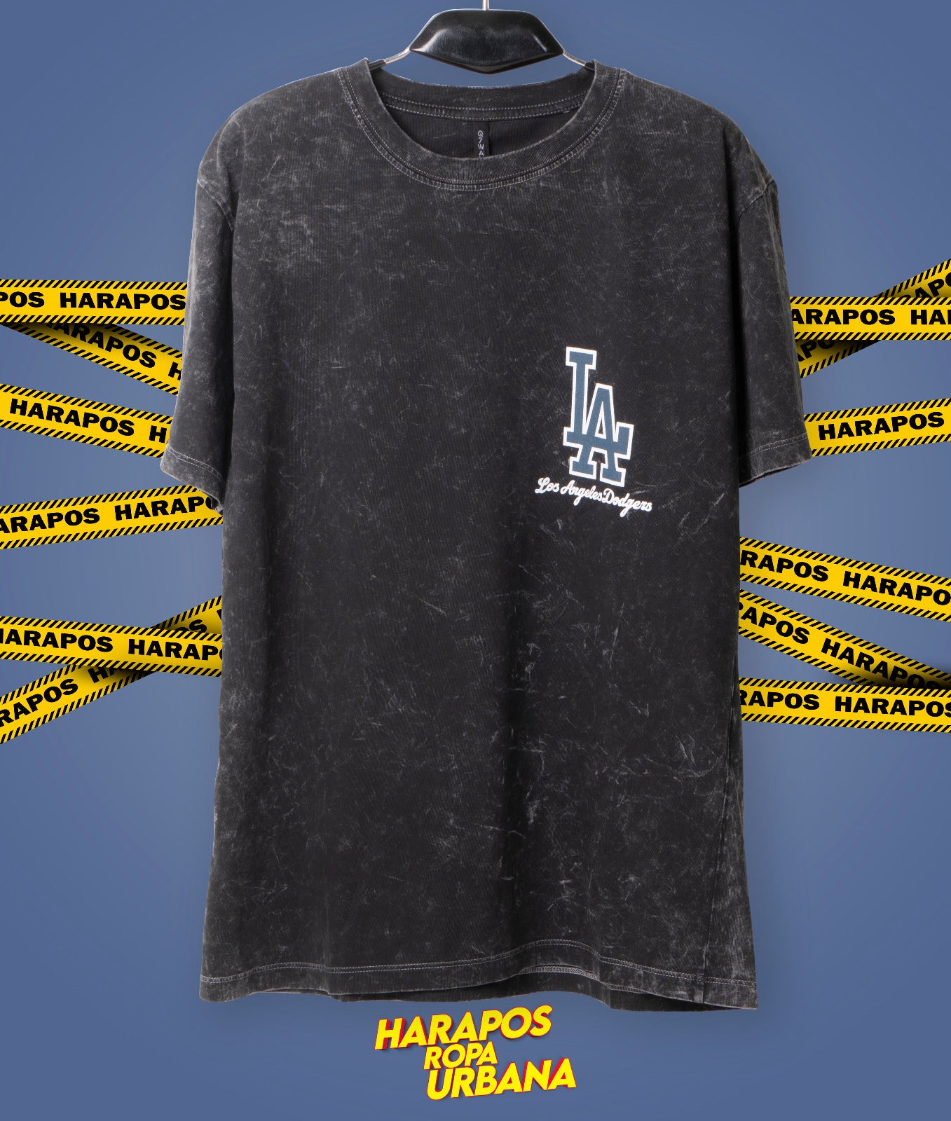 Polera los angeles negro prelavado