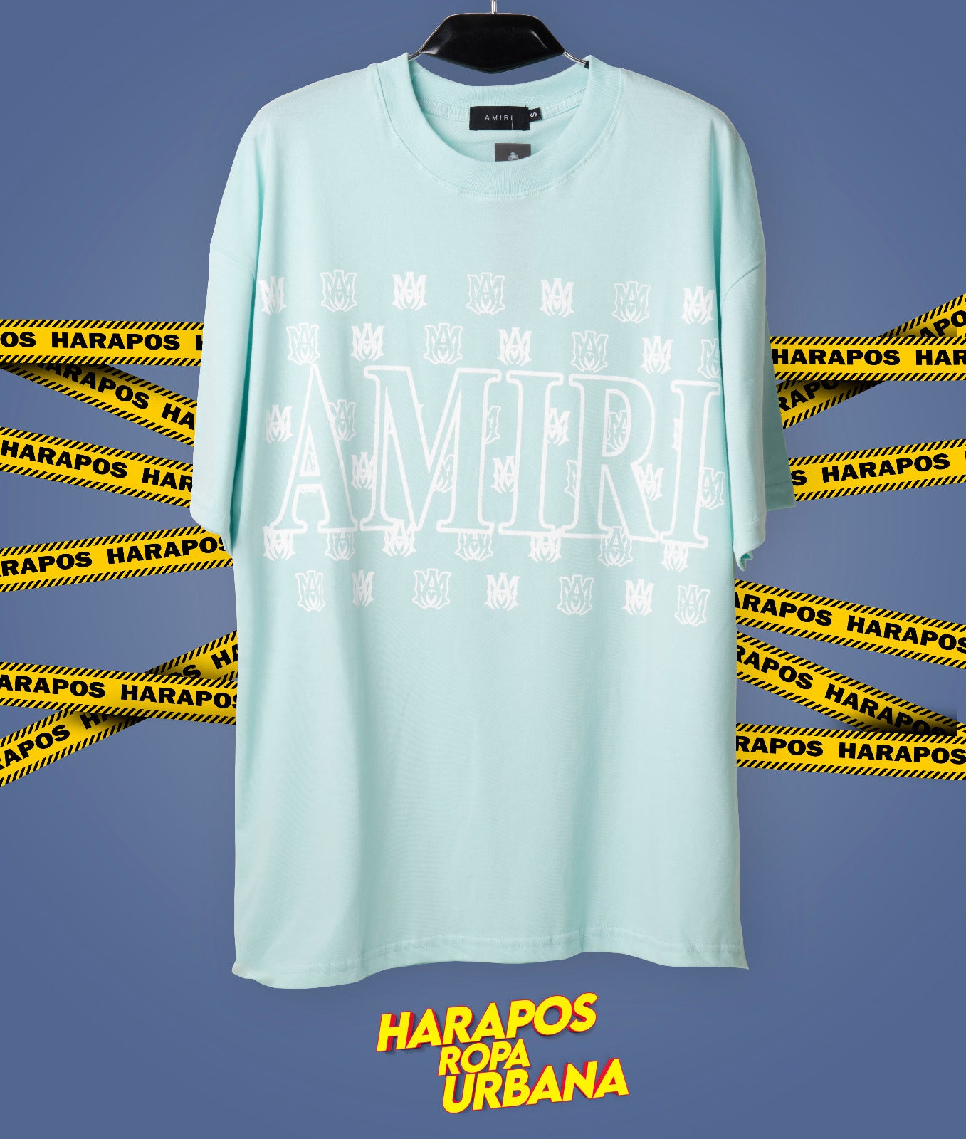 Polera amiri oversize verde agua detalles varios pequeños