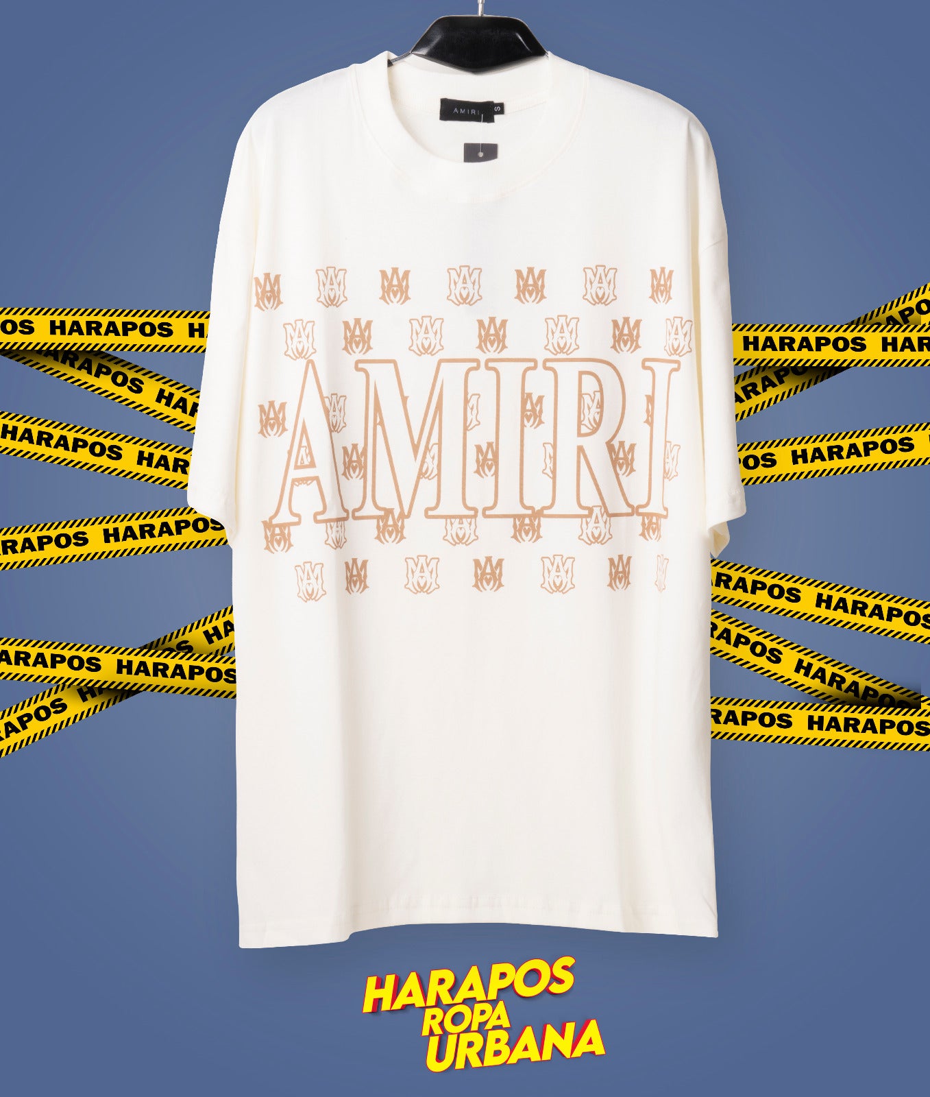 Polera amiri oversize blanco marfil detalles varios pequeños