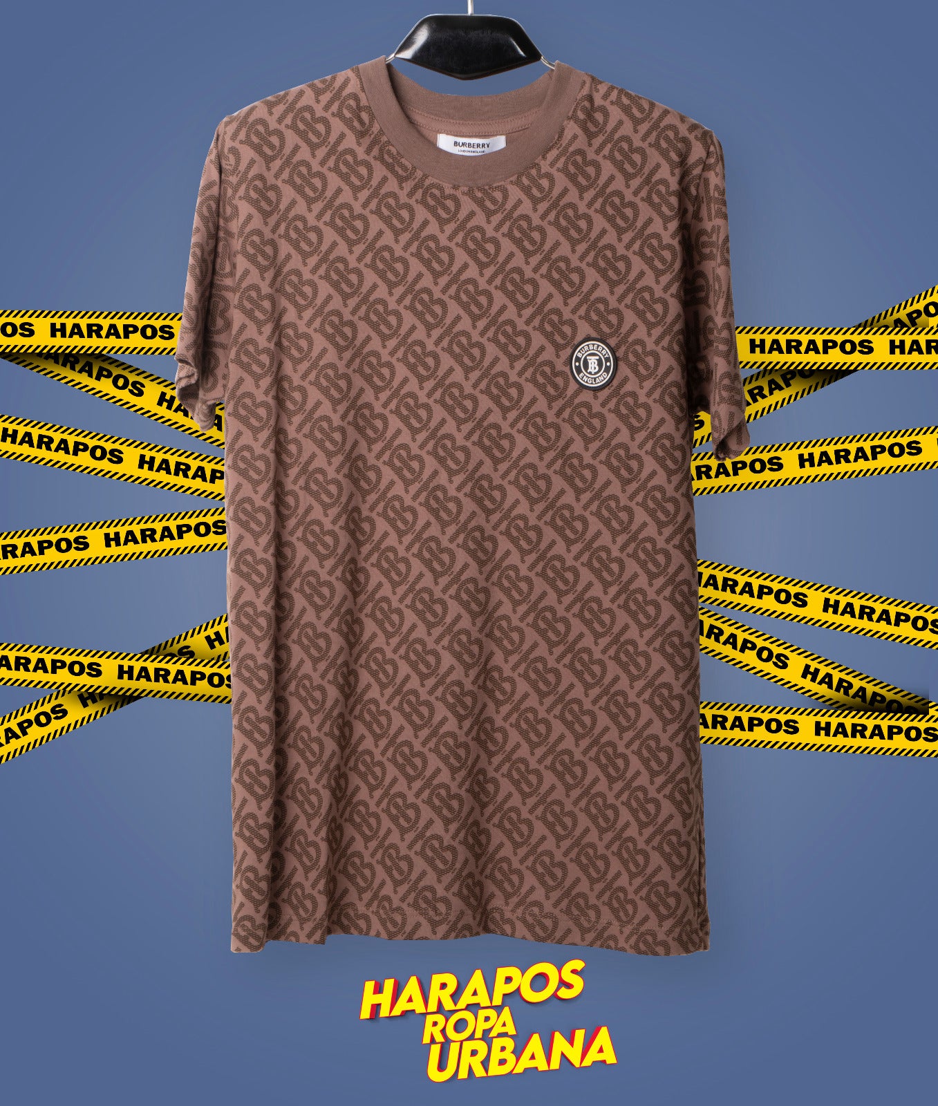 Polera burberry cafe logo engomadas