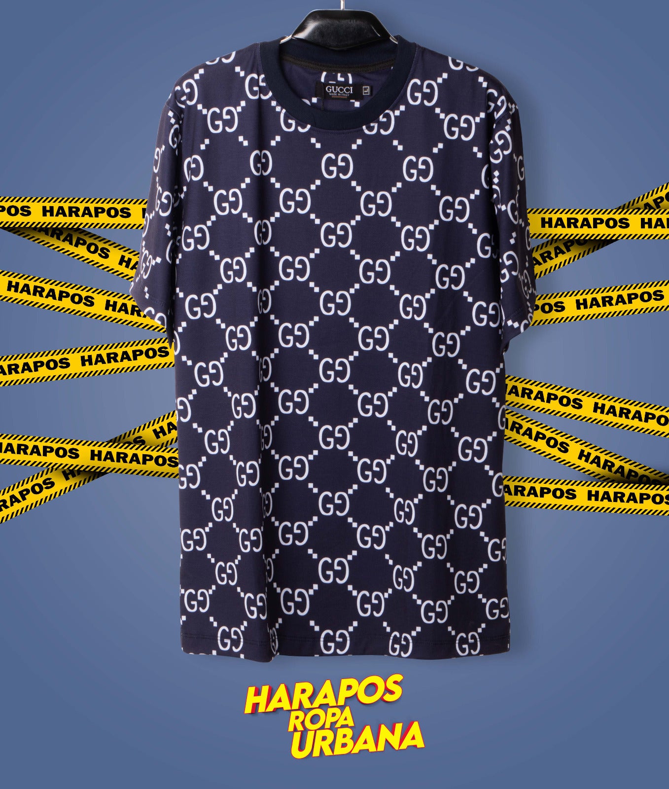 Conjunto de verano sublimado gucci azul marino con letras blancas short + polera