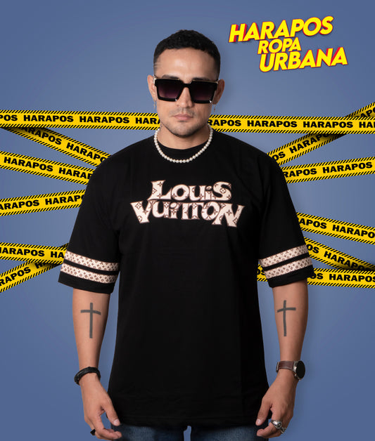 Polera Louis vuitton oversize negra detalle mangas
