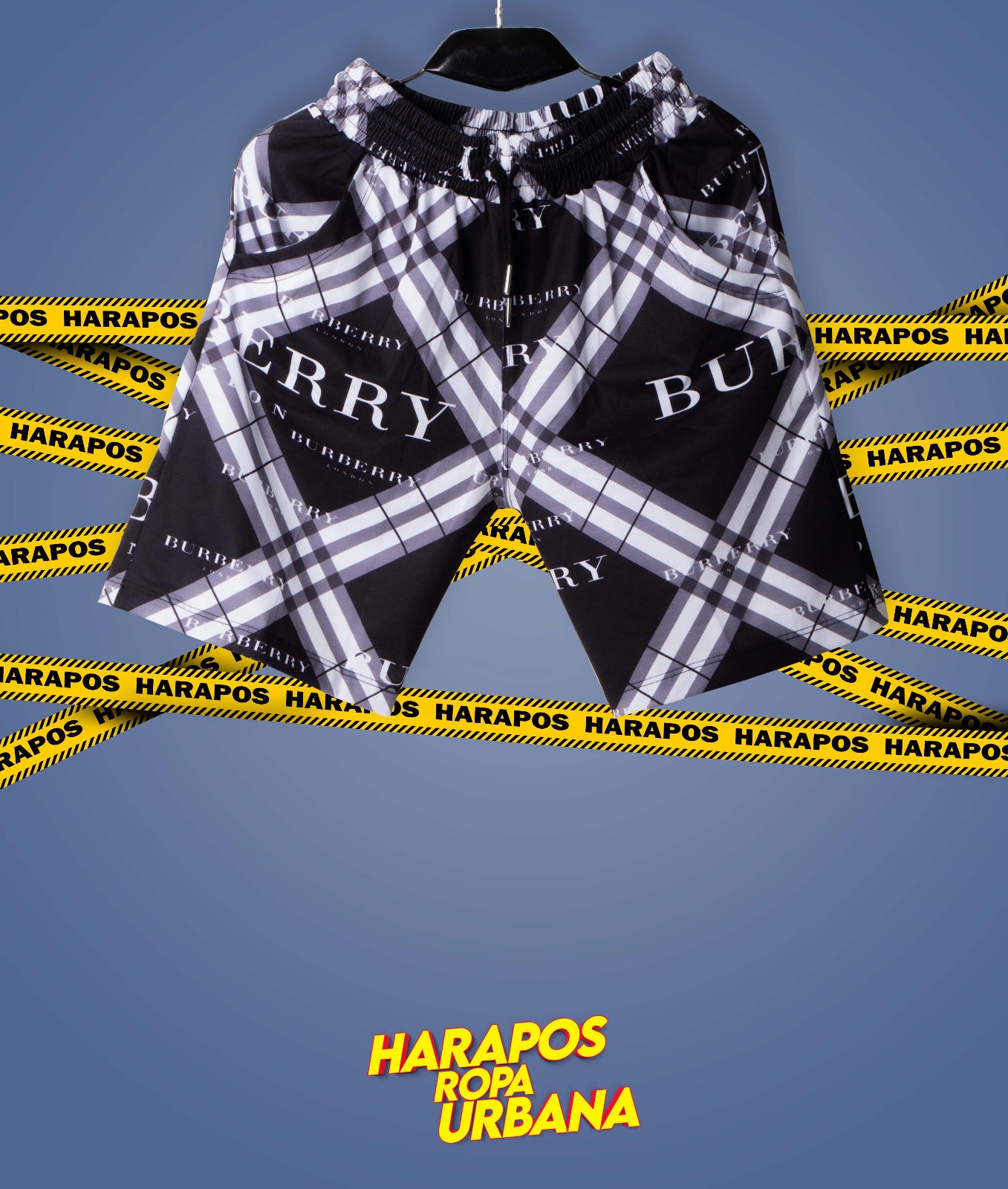 Conjunto de verano sublimado burberry negro short + polera