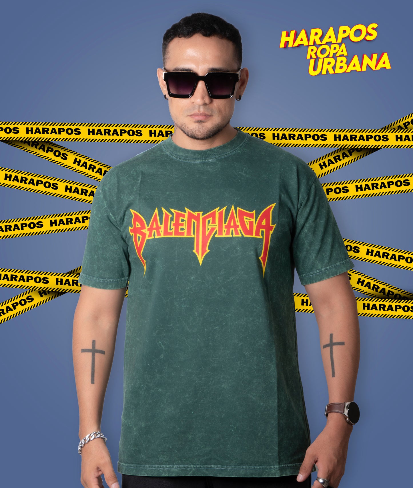 Polera balenciaga oversize prelavada verde