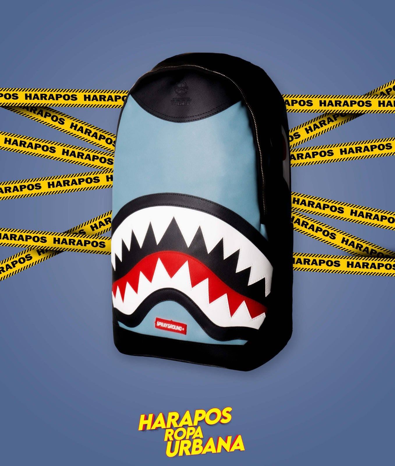 Mochila Sprayground cuero liso negro con plomo