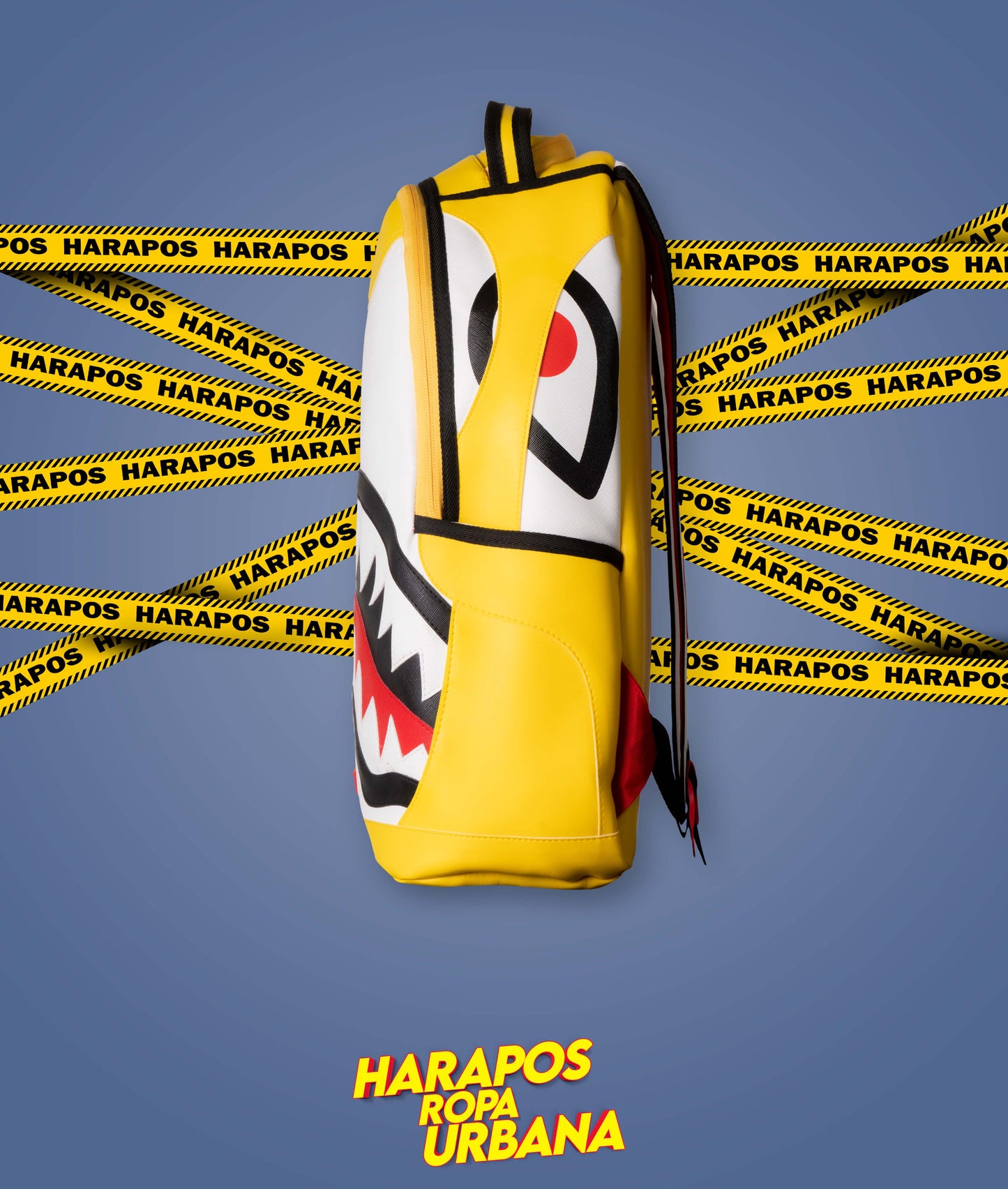 Mochila Sprayground cuero liso amarillo con blanco