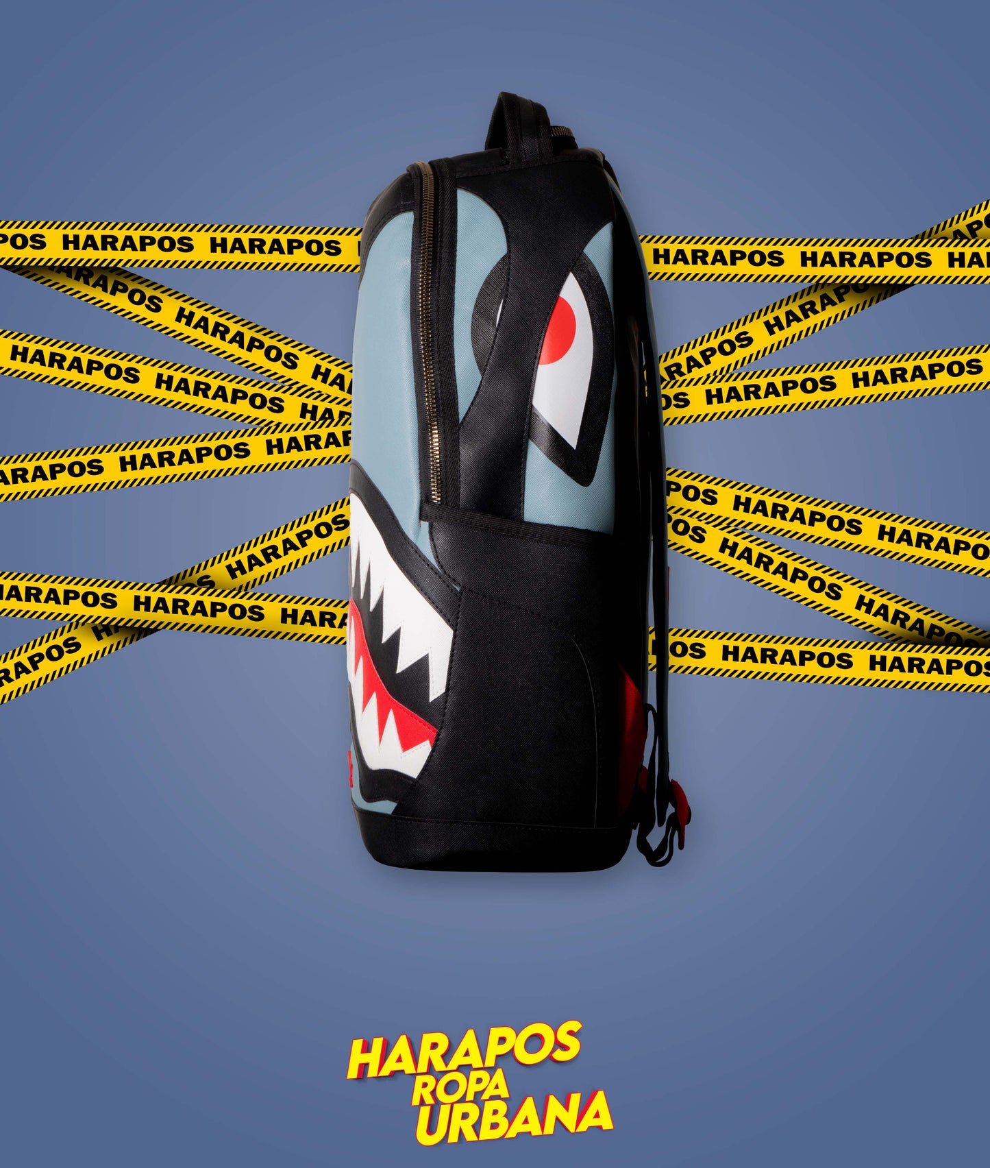 Mochila Sprayground cuero liso negro con plomo