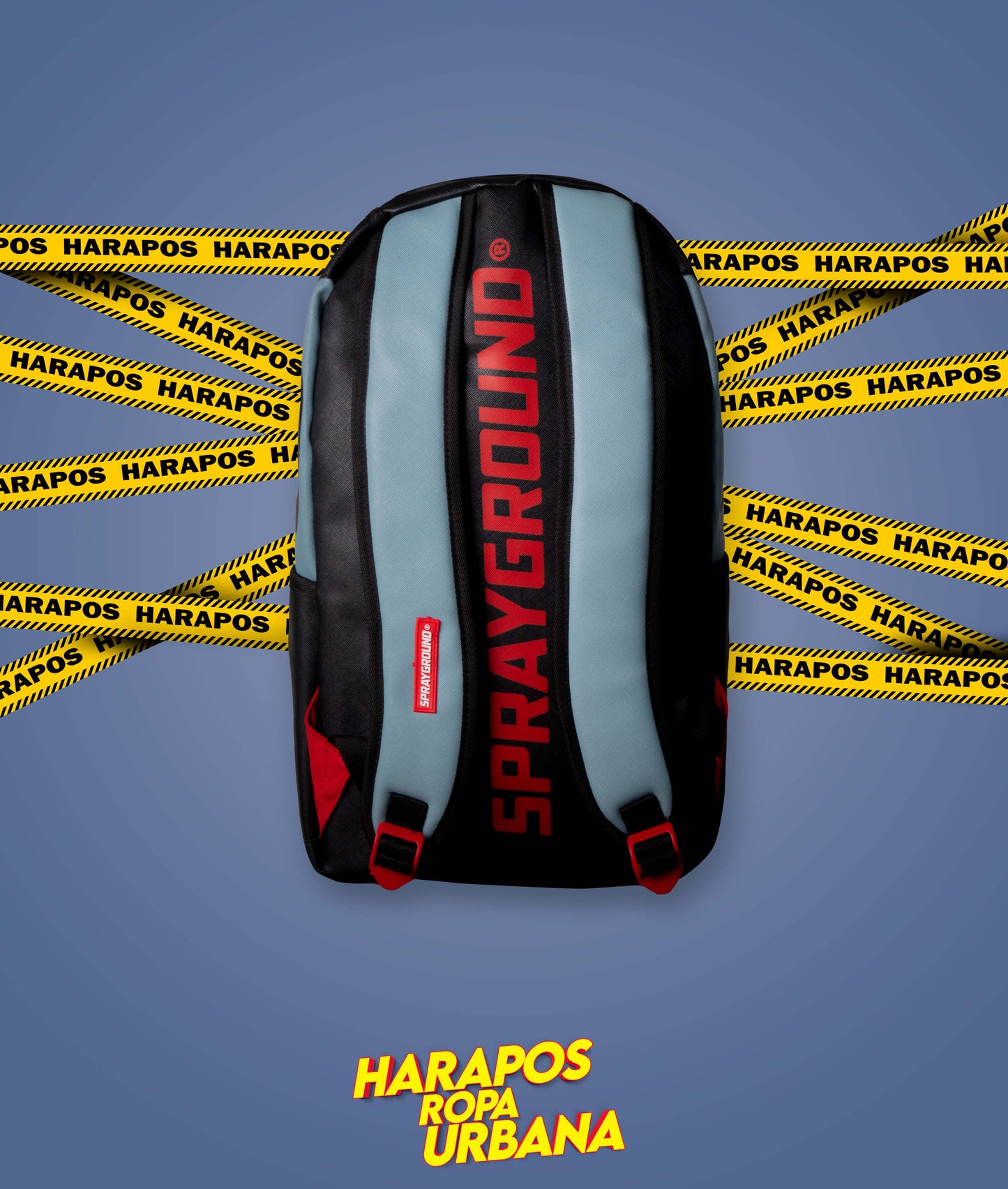 Mochila Sprayground cuero liso negro con plomo