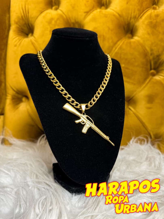 Cadena acero y dije M16 lisa