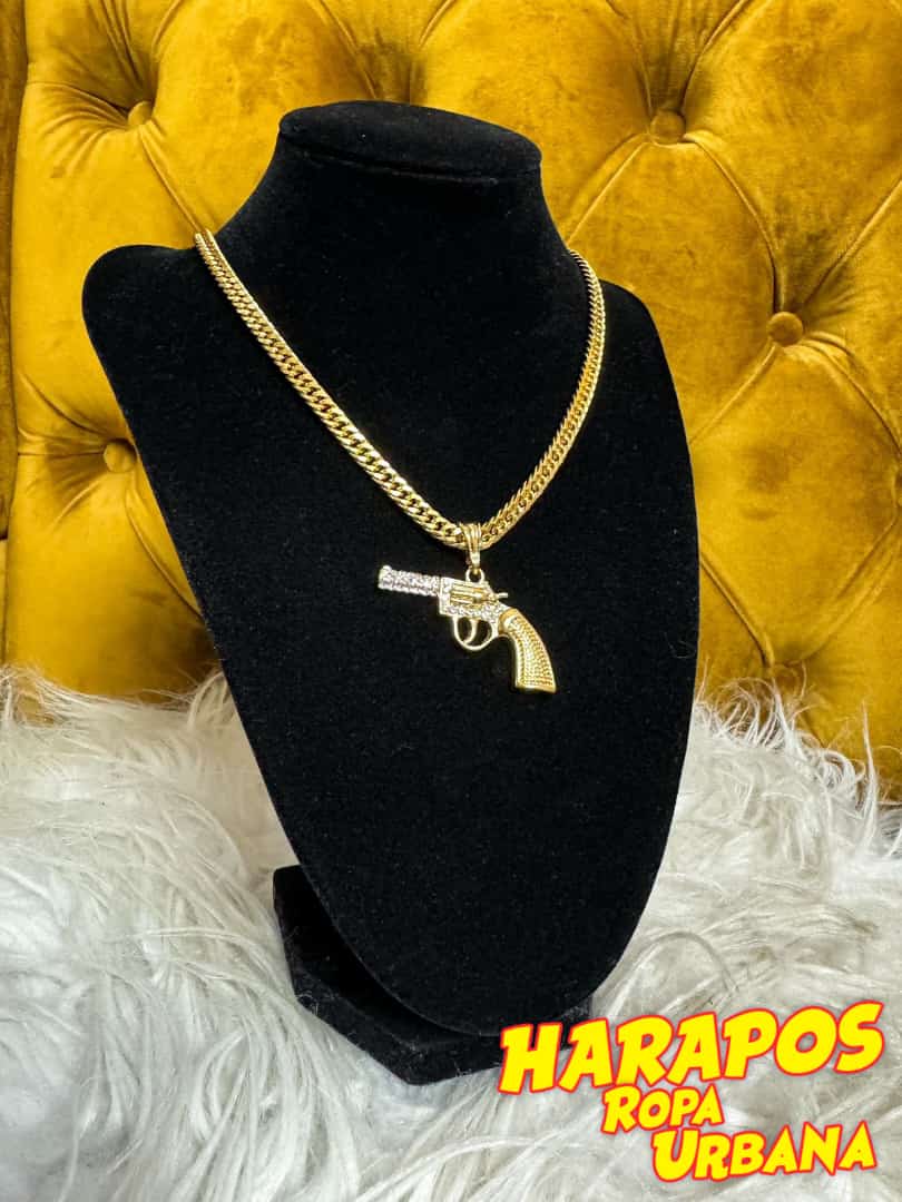 Cadena acero y dije Revolver endiamantado