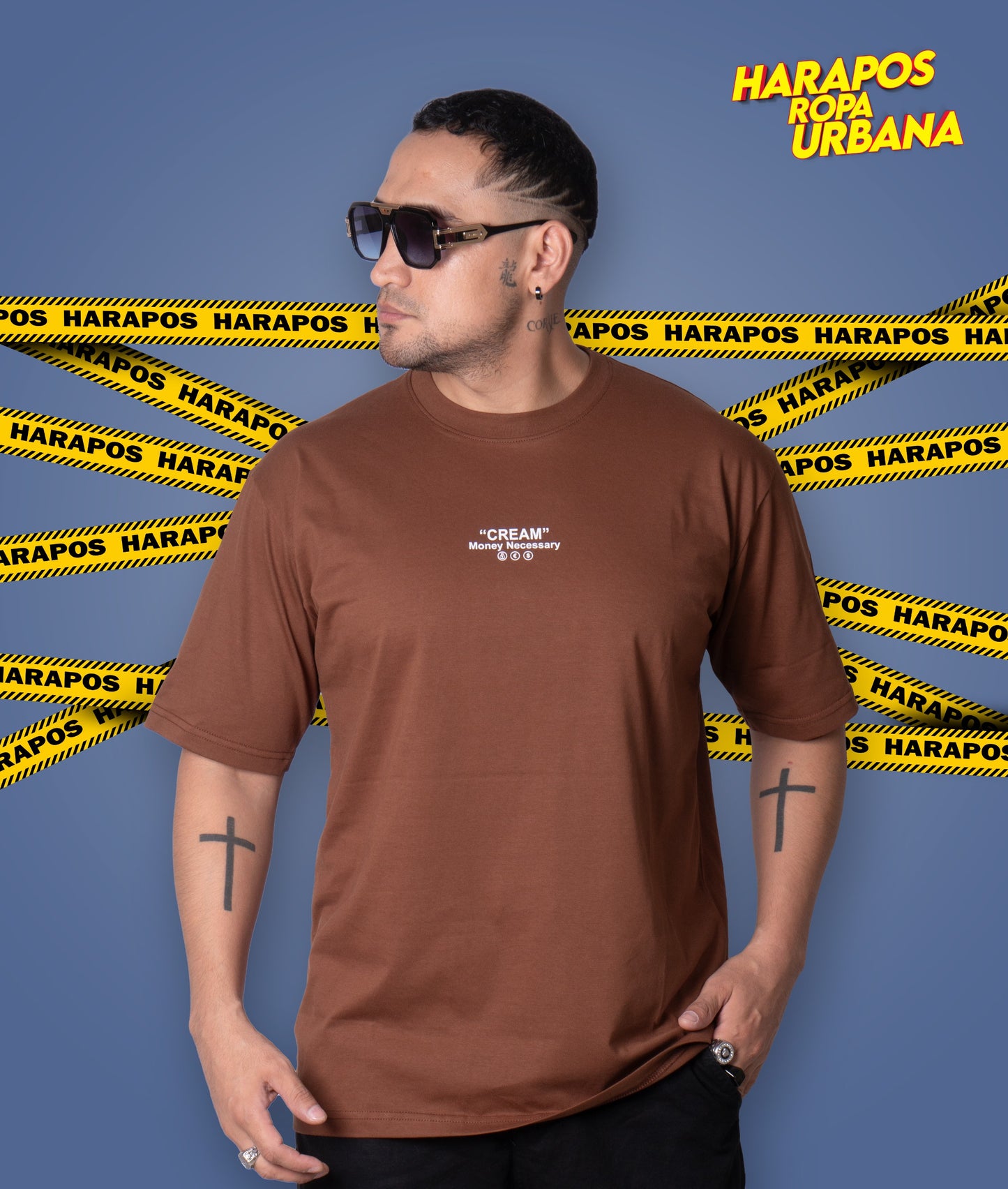 Polera oversize cream cafe