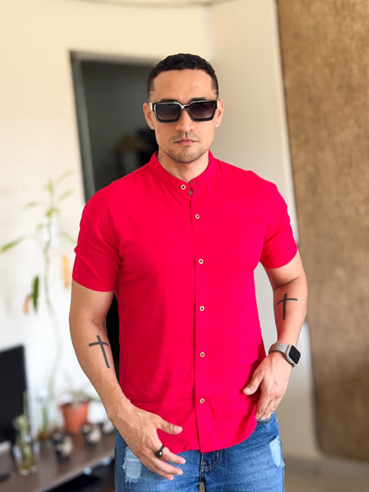 Camisa versace basica roja entera