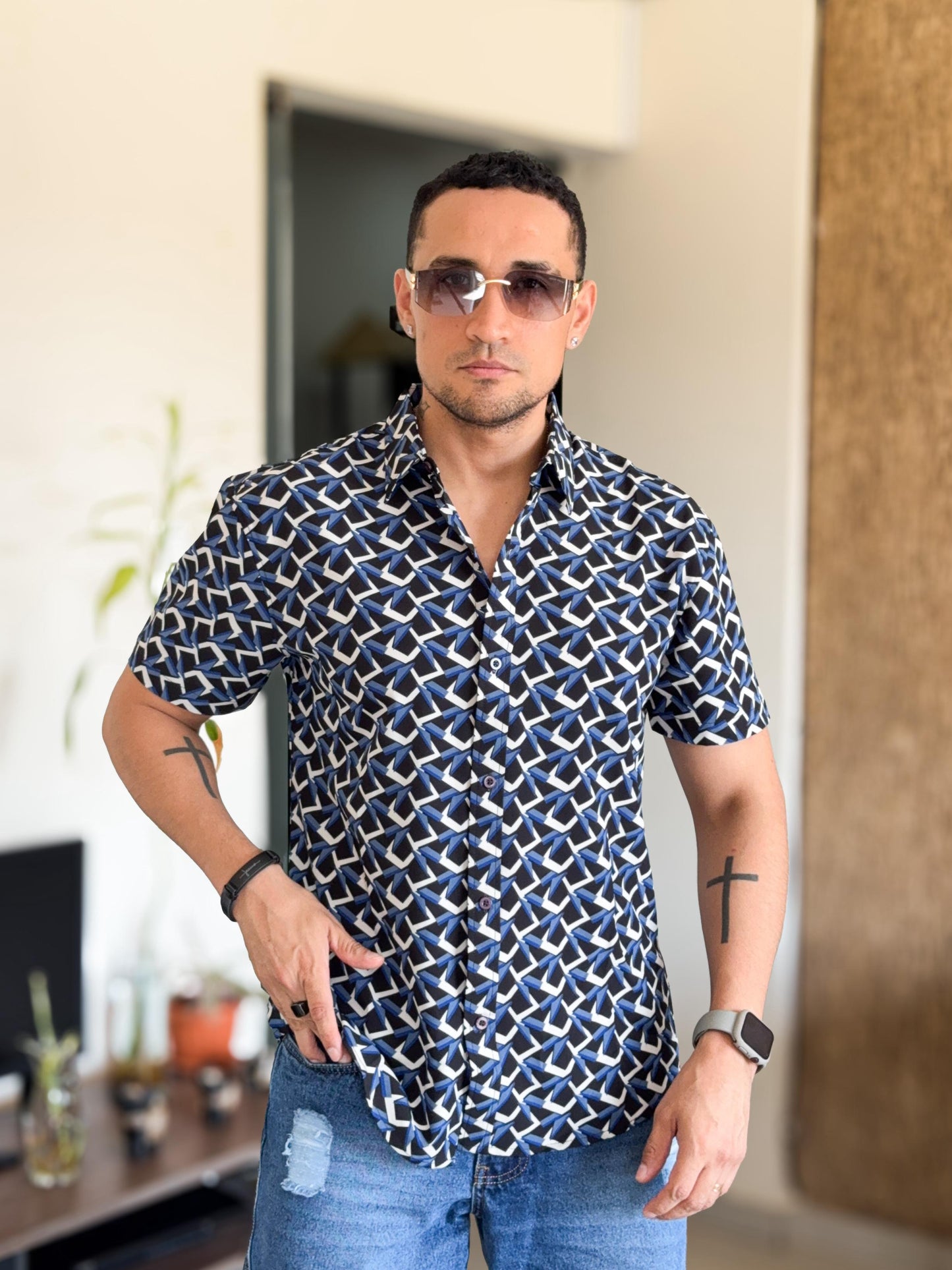 Camisa hugo boss detalles azul