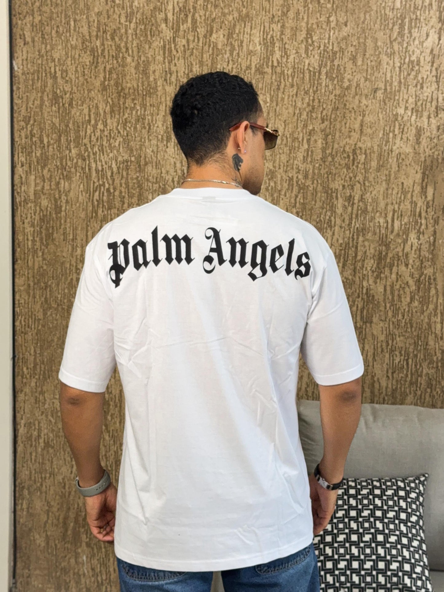 Polera palm angels oversize blanca basica
