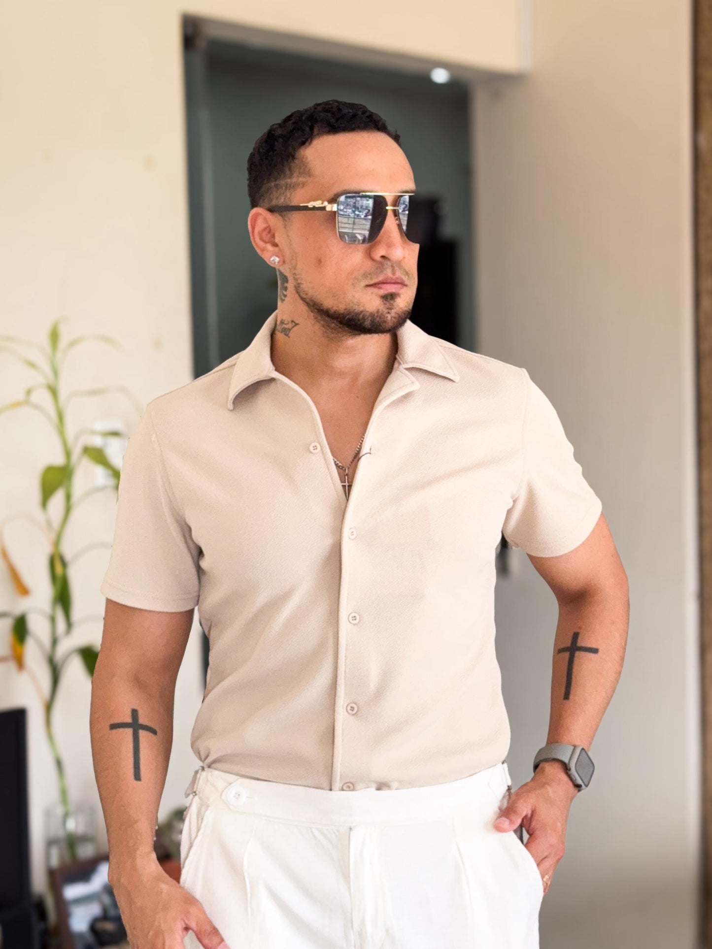 Camisa All Money crema oversize