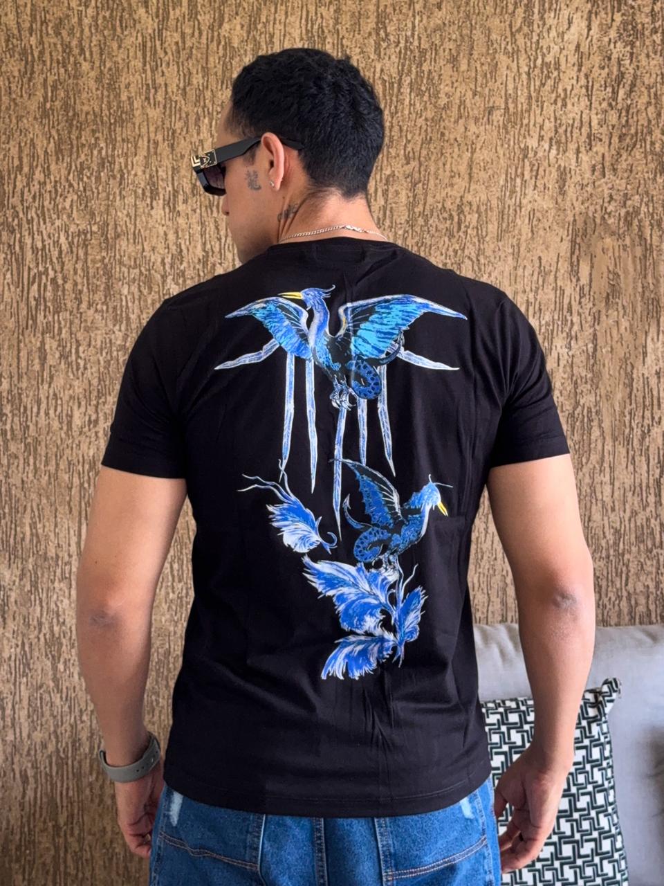 Polera givenchy negra picaflor azul