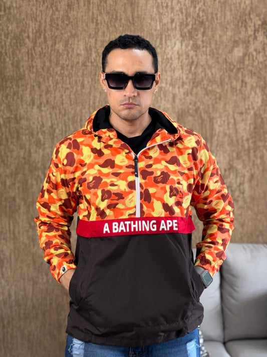 Chaqueta rompevientos bape camufada naranja