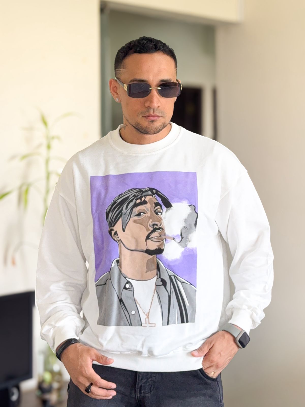 Sudadera Zara Tupac blanca