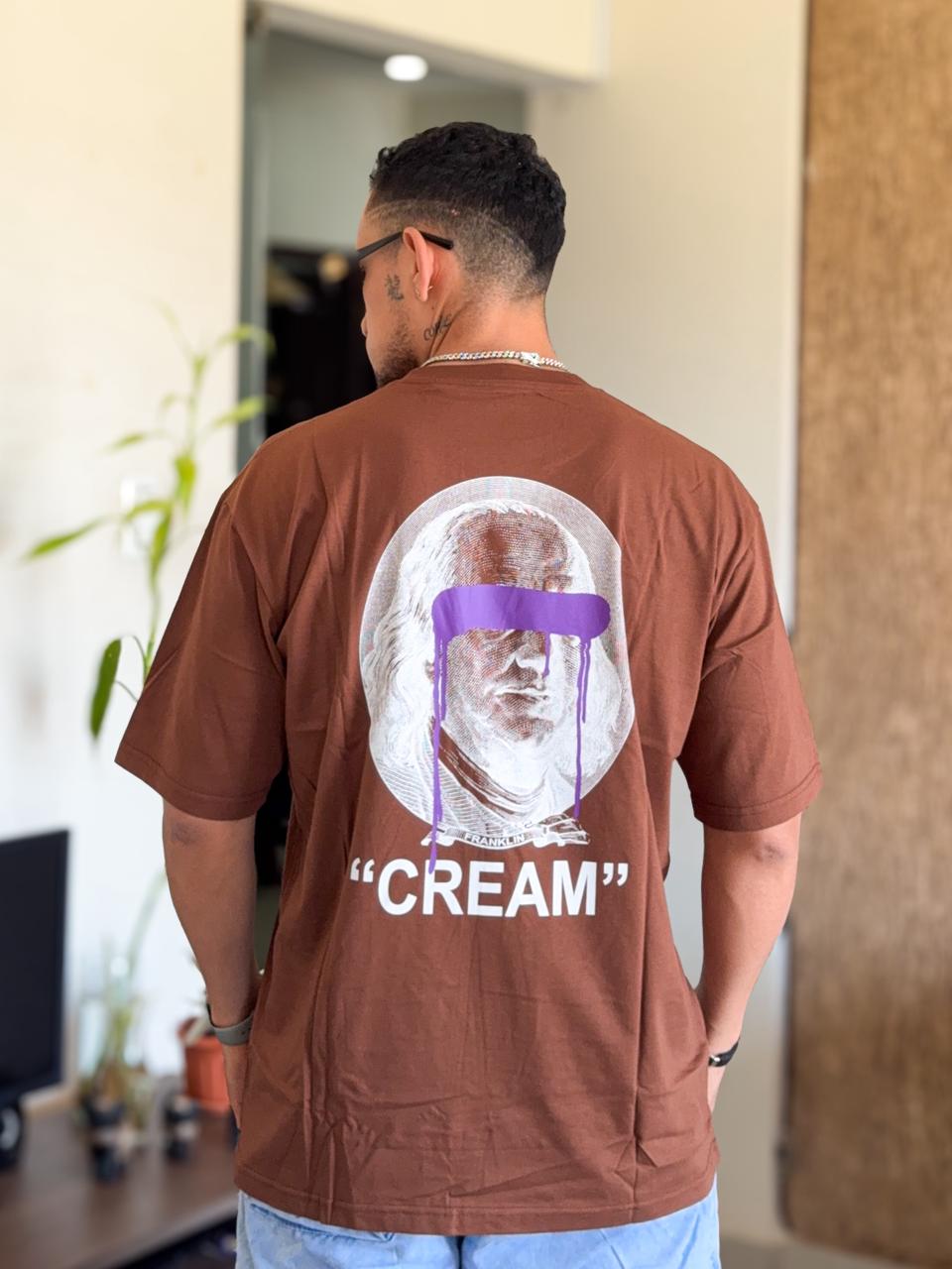 Polera oversize cream cafe