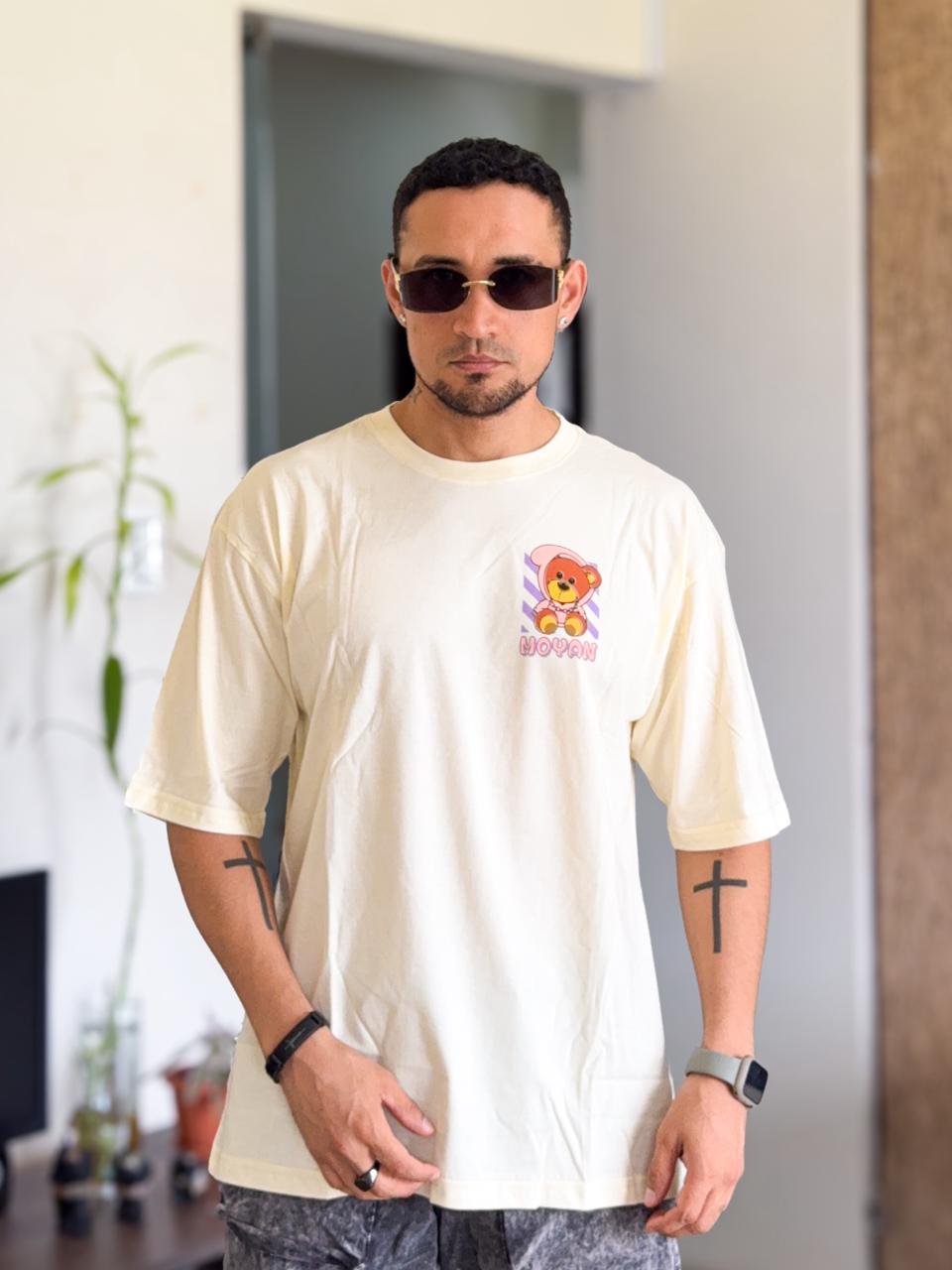 Polera oversize ratslla amarilla oso moyan