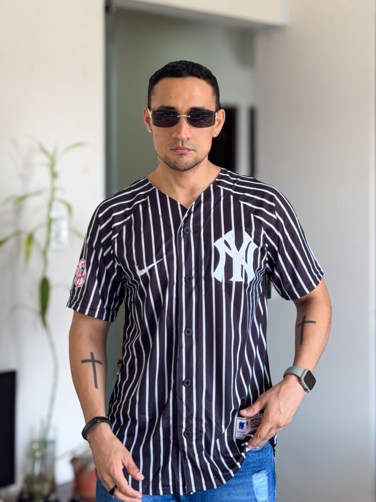 Jersey Nike New York negra a rayas