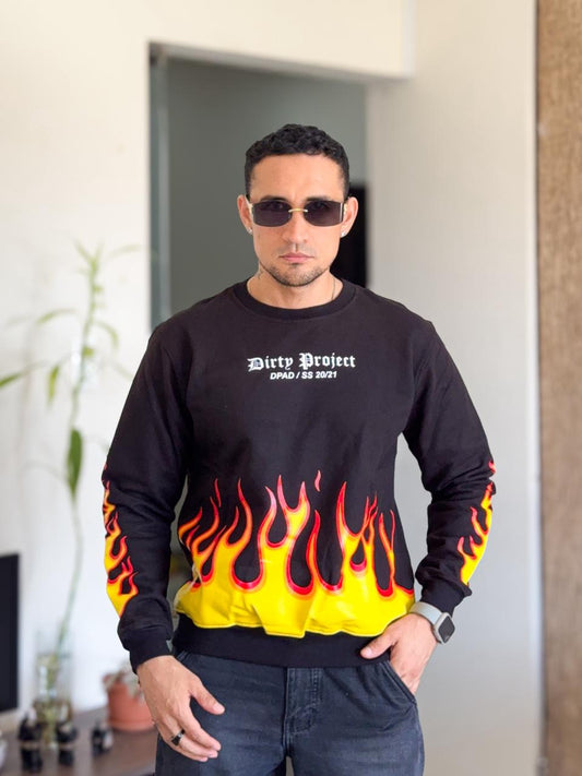 Sudadera Palm Angels negra con fueguito