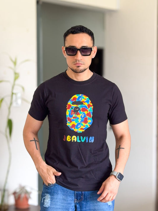 Polera bape negra monito jbalvin