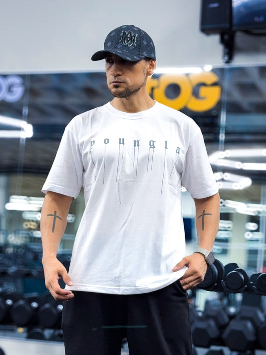 Polera Gym Youngla oversize blanca